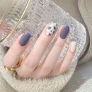 24pc Black Border Wear Long Paragraph Fashion Manicure Patch False Nail Full Cover Wearable Coffin Fake Nail Matte Ballerina Art