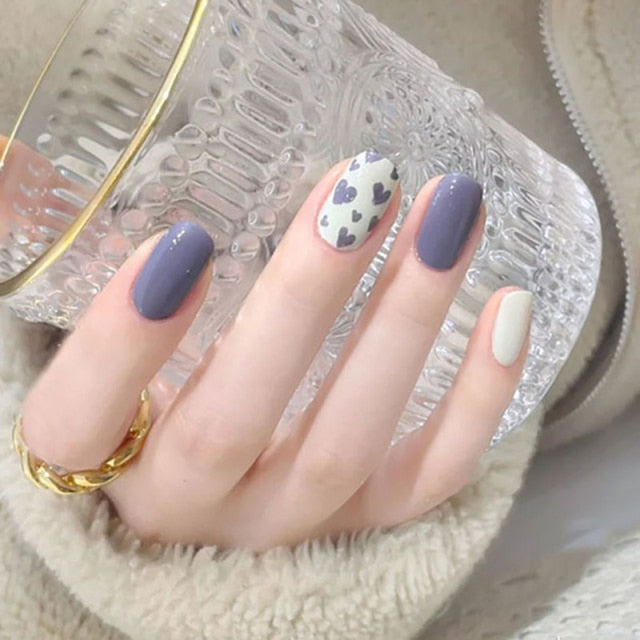 24pc Black Border Wear Long Paragraph Fashion Manicure Patch False Nail Full Cover Wearable Coffin Fake Nail Matte Ballerina Art