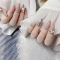 24pc Black Border Wear Long Paragraph Fashion Manicure Patch False Nail Full Cover Wearable Coffin Fake Nail Matte Ballerina Art