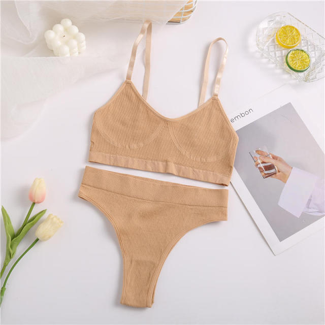 Bra Set Women Underwear Sexy Crop Top Suit Bralette Female Lingerie Girls Fashion Brassiere Basic Stretchy Ribbed Tank Tops