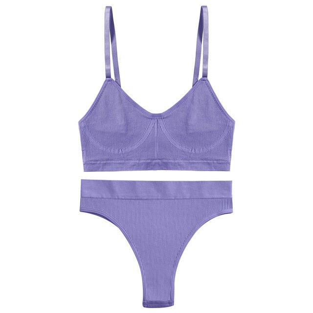 Bra Set Women Underwear Sexy Crop Top Suit Bralette Female Lingerie Girls Fashion Brassiere Basic Stretchy Ribbed Tank Tops