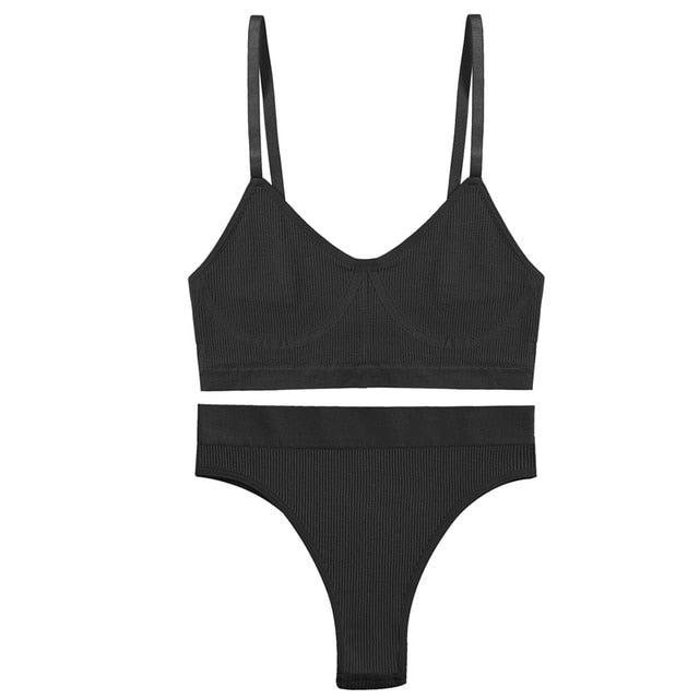 Bra Set Women Underwear Sexy Crop Top Suit Bralette Female Lingerie Girls Fashion Brassiere Basic Stretchy Ribbed Tank Tops