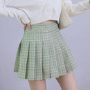 Y2k Summer Korean Fashion Short Women Skirt Casual Slim Elastic High-Waisted Striped Harajuku Pleated Plaid A-Line Mini Skirts