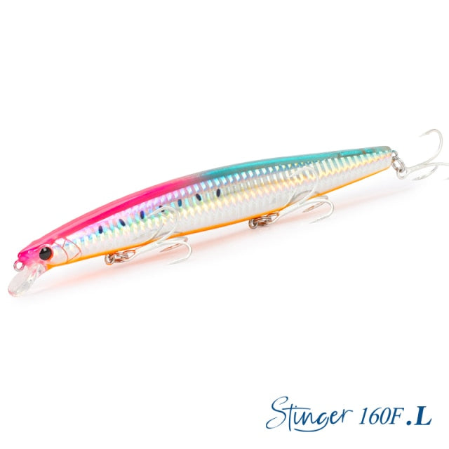 TSURINOYA 160F Ultra-long Casting Floating Minnow Fishing Lure DW110 STINGER 163mm 31g Sea Fishing Hard Bait Piura Seabass Baits