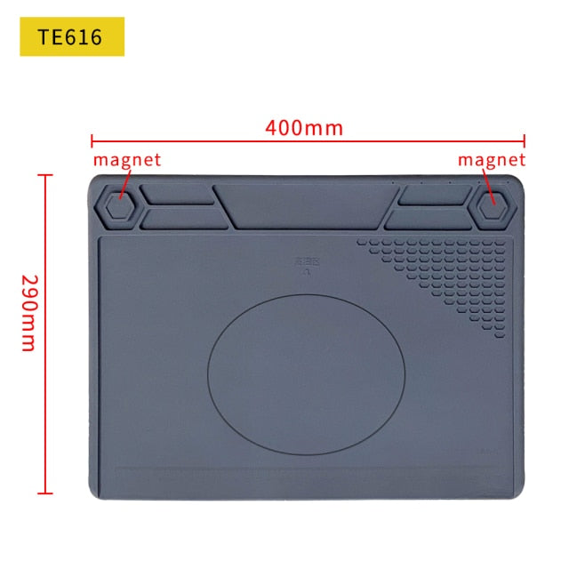 S-160 Silicone Pad Desk Platform 45x30cm for Soldering Station Iron Phone PC  Repair Mat Magnetic Heat Insulation No Lead