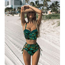 High Waist Bikini Set 2021 mujer Push Up Bandage Bikini Swimwear Women Floral Two Pieces Swimsuit Strappy biquinitraje de baño
