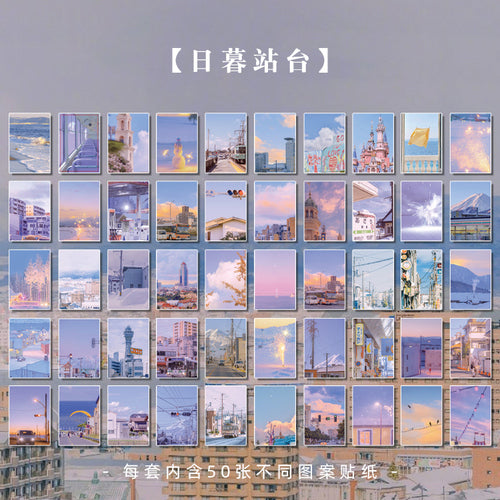 50 sheets Landscape rose ins Decorative Stickers Scrapbooking Stick Label Diary Album stationery painting Sticker Accessories