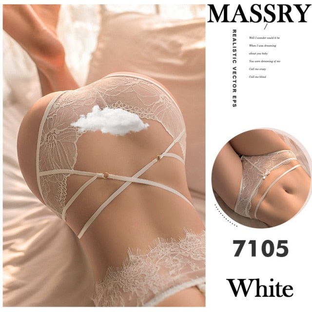 Ladys Seamless Transparent Hollow Erotic Underwear Sexy Lace Panties Women G-String Allure Lingerie Low-waist Cross Strap Briefs