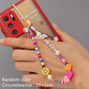 HANGZHI 2021 New Colorful Acrylic Bead Smile Mobile Phone Chain CellPhone Strap Anti-Lost Lanyard For Women Summer Jewelry