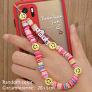 HANGZHI 2021 New Colorful Acrylic Bead Smile Mobile Phone Chain CellPhone Strap Anti-Lost Lanyard For Women Summer Jewelry