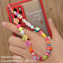 HANGZHI 2021 New Colorful Acrylic Bead Smile Mobile Phone Chain CellPhone Strap Anti-Lost Lanyard For Women Summer Jewelry