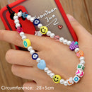 HANGZHI 2021 New Colorful Acrylic Bead Smile Mobile Phone Chain CellPhone Strap Anti-Lost Lanyard For Women Summer Jewelry