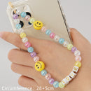 HANGZHI 2021 New Colorful Acrylic Bead Smile Mobile Phone Chain CellPhone Strap Anti-Lost Lanyard For Women Summer Jewelry