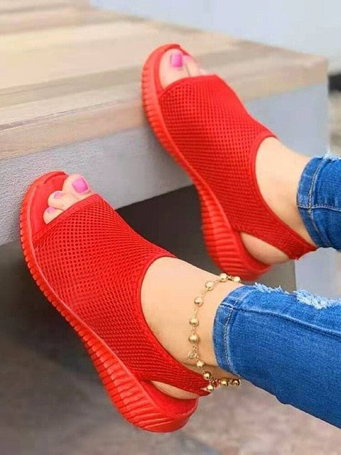 2021 New Women's Soft & Comfortable Sandals Mesh Upper Breathable Sandals Adjustable Cross-strap Design Sandalias Mujer 2020