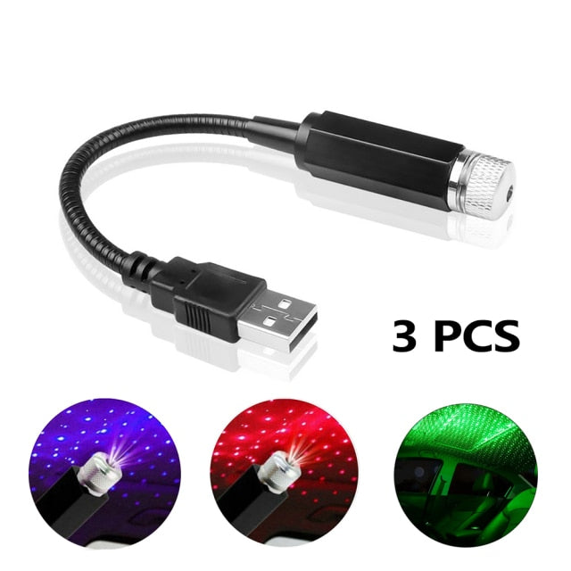 Mini LED Car Roof Star Night Light Projector Atmosphere Galaxy Lamp USB Decorative Lamp Adjustable Car Interior Decor Light