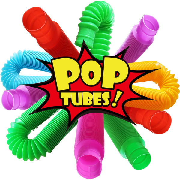 4 Pack Mini Pop Tube Sensory Fidget Toy Colorful Heavy-Duty  for Construction Building Educational Toys for Stress Autism ADHD