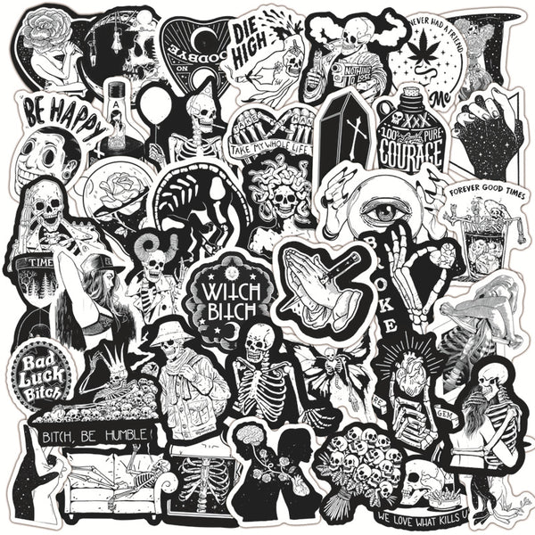 10/30/50pcs Horror And Thriller Gothic Wind Graffiti Stickers Skateboard Luggage Motorcycle Laptop Guitar Kids Toy Decal Sticker