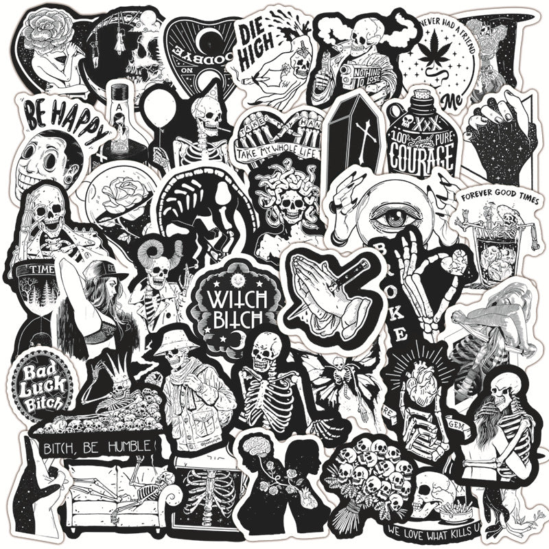 10/30/50pcs Horror And Thriller Gothic Wind Graffiti Stickers Skateboard Luggage Motorcycle Laptop Guitar Kids Toy Decal Sticker