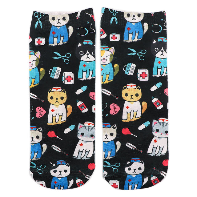 DZ1645 Doctor Nurse Print Grey's Anatomy Cotton Happy Socks Casual Creative Soft Comfortable Funny Novelty Men Woman Fans Gifts