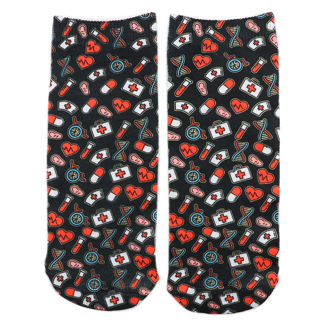 DZ1645 Doctor Nurse Print Grey's Anatomy Cotton Happy Socks Casual Creative Soft Comfortable Funny Novelty Men Woman Fans Gifts