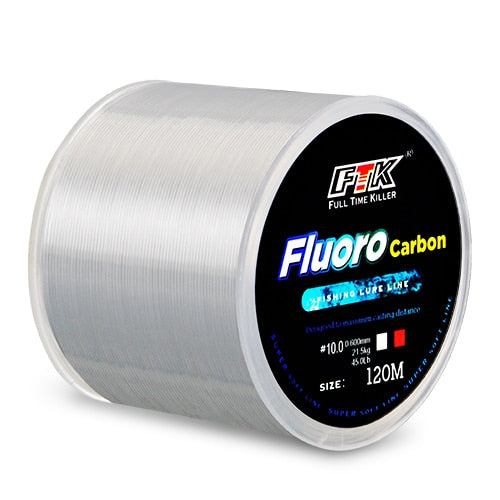 FTK 120M Fluorocarbon Coating Fishing Line Carbon Fiber Leader Line 7.15LB-45LB Fishing Lure Wire Sinking Line Japan