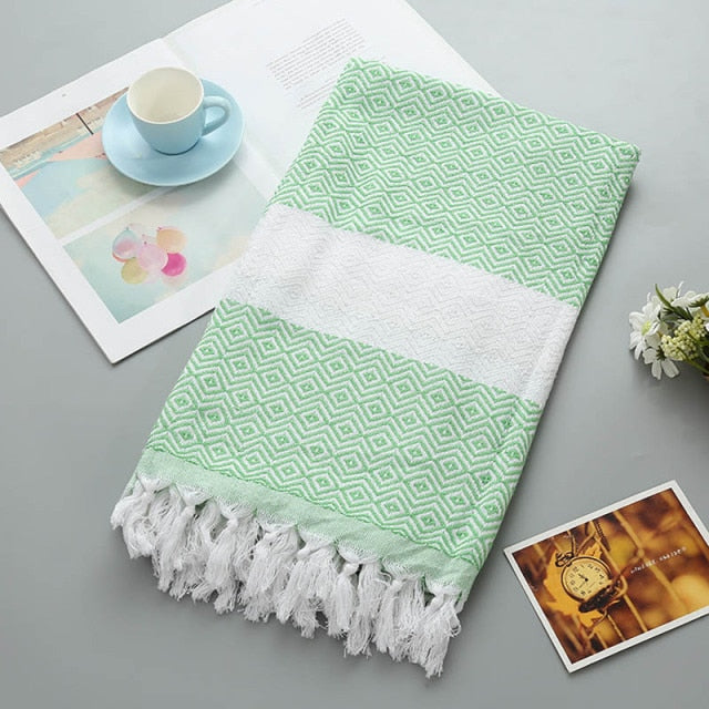 Turkish Beach Towel Sports Sauna Tassel Shawls for Women Outdoor Sunscreen Pahom Manta for Female