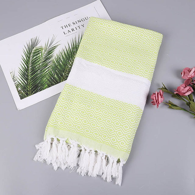 Turkish Beach Towel Sports Sauna Tassel Shawls for Women Outdoor Sunscreen Pahom Manta for Female