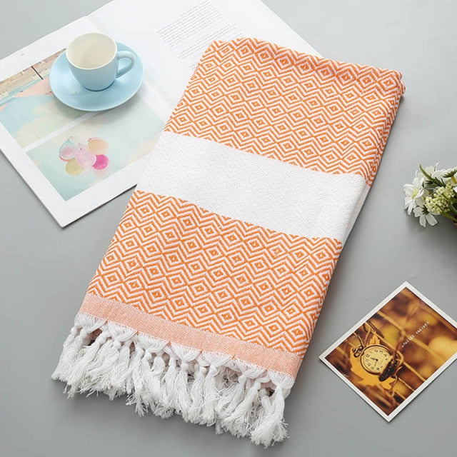 Turkish Beach Towel Sports Sauna Tassel Shawls for Women Outdoor Sunscreen Pahom Manta for Female