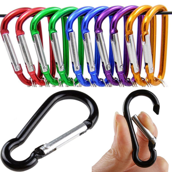 5pcs Carabiner Keychain Outdoor Camping Climbing Hiking D-ring Snap Clip Lock Buckle Hooks Sports Fishing Bucklekeychain Tools