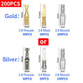 100Pcs/lot 2.8/4.8/6.3mm Female and male Crimp Terminal Connector Gold Brass/Silver Car Speaker Electric Wire Connectors Set
