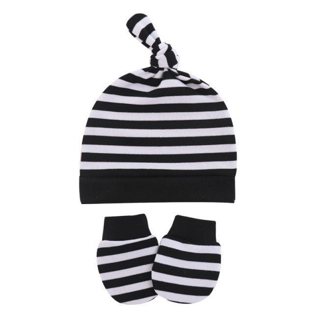 Newborn Baby Hat with Gloves Cotton Bonnet Baby Beanie Hat New Born Gift for Girls Cap Baby Boy Hat Infant Toddler Accessories