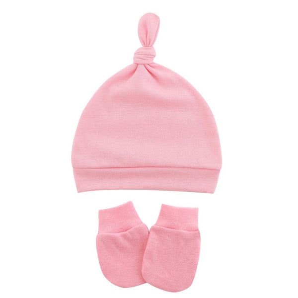 Newborn Baby Hat with Gloves Cotton Bonnet Baby Beanie Hat New Born Gift for Girls Cap Baby Boy Hat Infant Toddler Accessories
