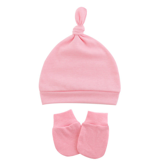 Newborn Baby Hat with Gloves Cotton Bonnet Baby Beanie Hat New Born Gift for Girls Cap Baby Boy Hat Infant Toddler Accessories