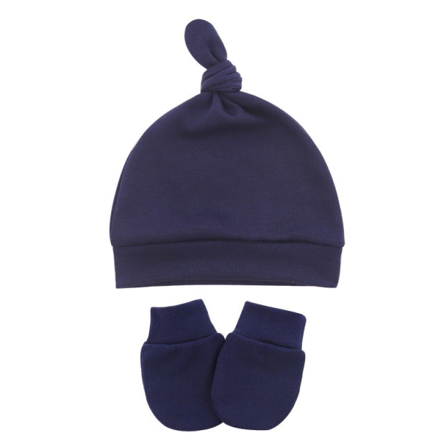 Newborn Baby Hat with Gloves Cotton Bonnet Baby Beanie Hat New Born Gift for Girls Cap Baby Boy Hat Infant Toddler Accessories