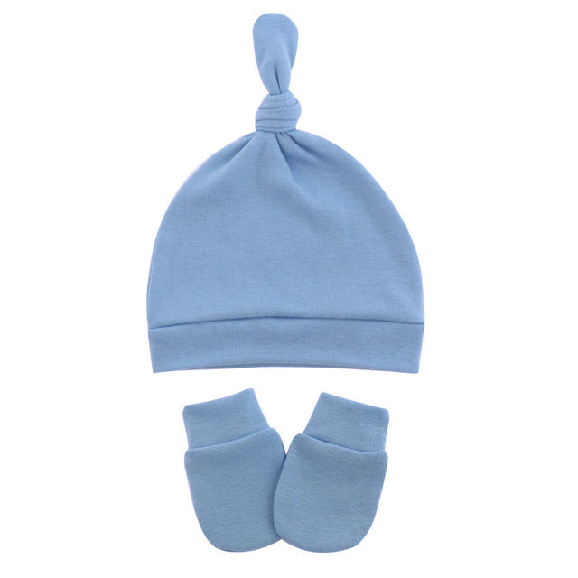 Newborn Baby Hat with Gloves Cotton Bonnet Baby Beanie Hat New Born Gift for Girls Cap Baby Boy Hat Infant Toddler Accessories