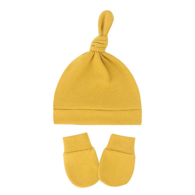 Newborn Baby Hat with Gloves Cotton Bonnet Baby Beanie Hat New Born Gift for Girls Cap Baby Boy Hat Infant Toddler Accessories