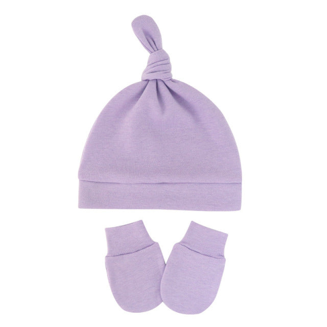 Newborn Baby Hat with Gloves Cotton Bonnet Baby Beanie Hat New Born Gift for Girls Cap Baby Boy Hat Infant Toddler Accessories