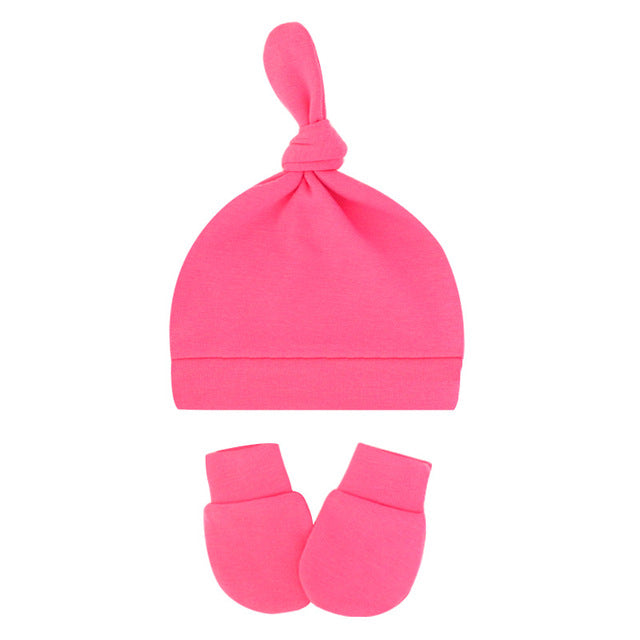 Newborn Baby Hat with Gloves Cotton Bonnet Baby Beanie Hat New Born Gift for Girls Cap Baby Boy Hat Infant Toddler Accessories