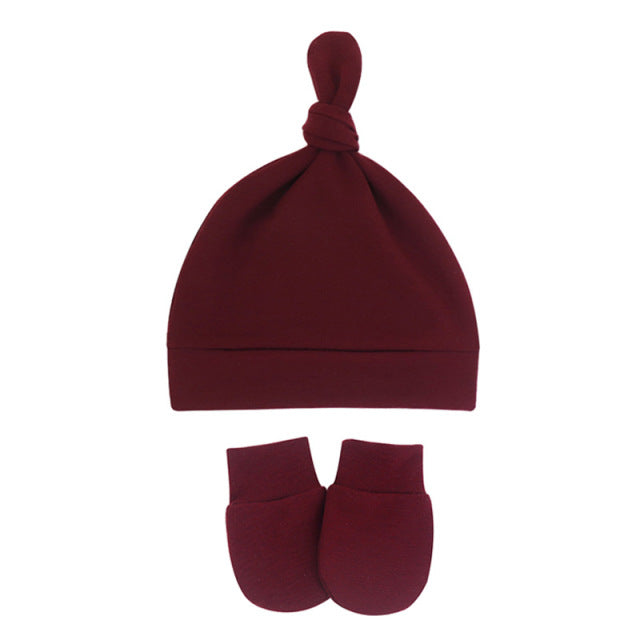 Newborn Baby Hat with Gloves Cotton Bonnet Baby Beanie Hat New Born Gift for Girls Cap Baby Boy Hat Infant Toddler Accessories