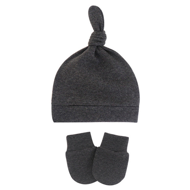 Newborn Baby Hat with Gloves Cotton Bonnet Baby Beanie Hat New Born Gift for Girls Cap Baby Boy Hat Infant Toddler Accessories