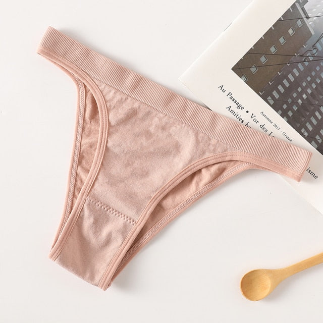 Women's Thong Cotton Panties Sexy Panties G-String Female Underpants Seamless Underwear Ladies Briefs Sexy Lingerie Solid Pantys