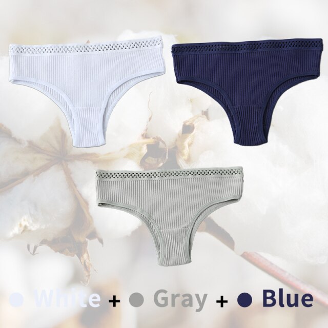 3PCS/Set G-string Panties Cotton Sexy Panties UnderpantsThong Solid Color Women's Underwear Pantys Intimates Lingerie Briefs