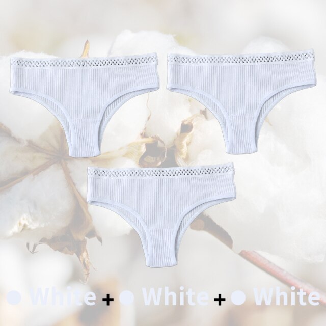 3PCS/Set G-string Panties Cotton Sexy Panties UnderpantsThong Solid Color Women's Underwear Pantys Intimates Lingerie Briefs