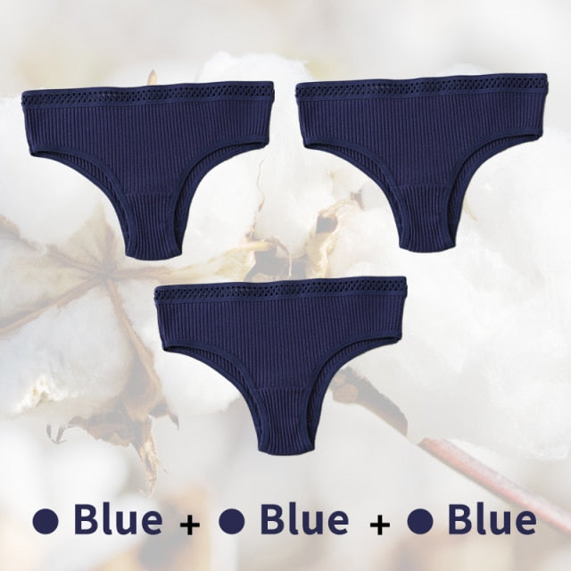 3PCS/Set G-string Panties Cotton Sexy Panties UnderpantsThong Solid Color Women's Underwear Pantys Intimates Lingerie Briefs