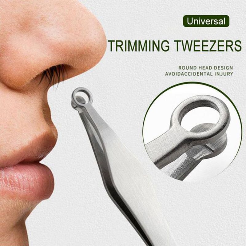 Nose Hair Trimming Tweezers Multifunction Nose Hair Removal Tweezers Round-tipped Nose Hair Clipper Stainless Steel Trimmer Tool