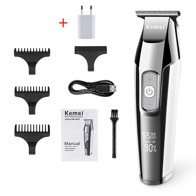 Kemei Professional Hair Clipper for Men LCD Digital Electric Trimmer Haircut Shaving Machine Cutting Barber Clippers Blade Razor