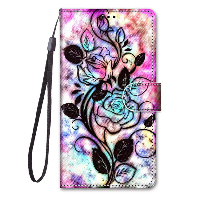 Fashion Flower Phone Case For Xiaomi Redmi Note 4 4X 4A 5 5A 6 6A 7 7A 8 8A 8T Pro 3S GO Flip Leather Stand Book Cover Back Etui