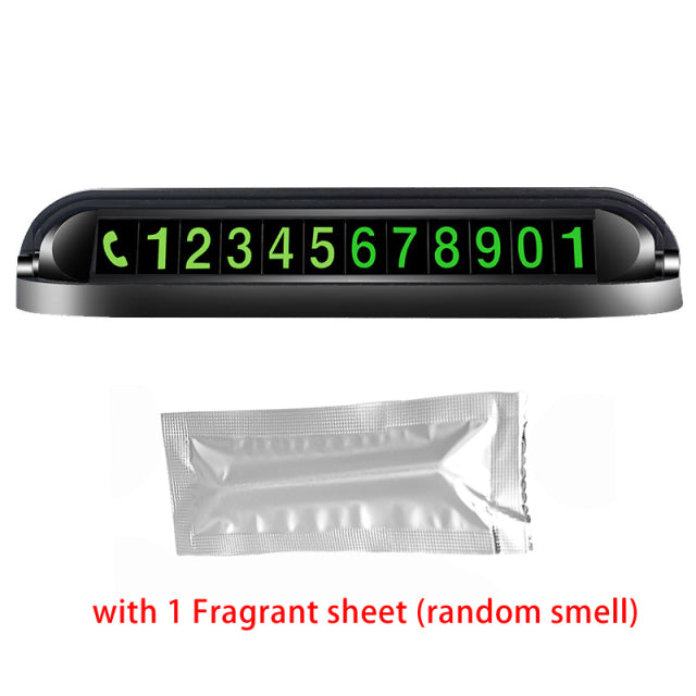 Luminous Car Temporary Parking Card Magnetic Attraction Card With Aromatherapy Car Air Freshener Phone Number Card Plate Sticker