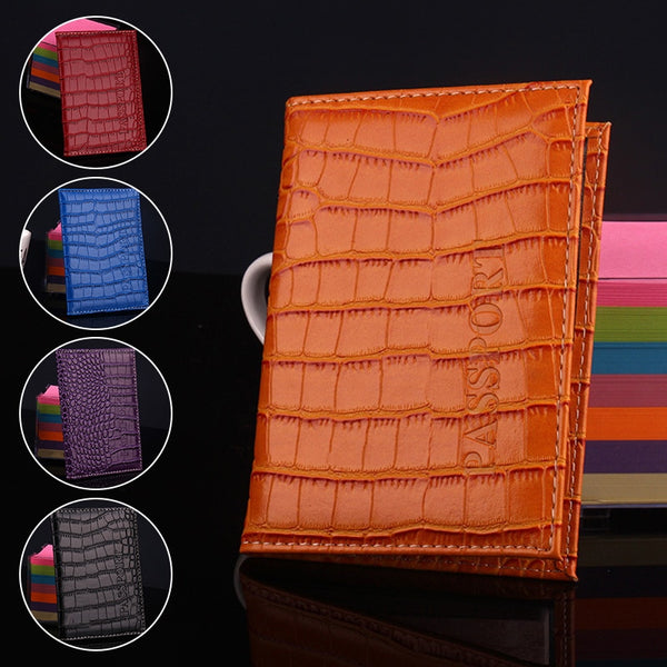 PU Leather Crocodile Pattern Passport Covers Travel Wallet Passports Cover ID Card Holder Unisex Credit Case porte carte