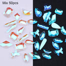 50/100pcs Nail Shaped Drill Rhinestones Parts Crystal Drop Rhombus Arrow Colorful Flatback Stones 3D Gems Nails Art Decoration